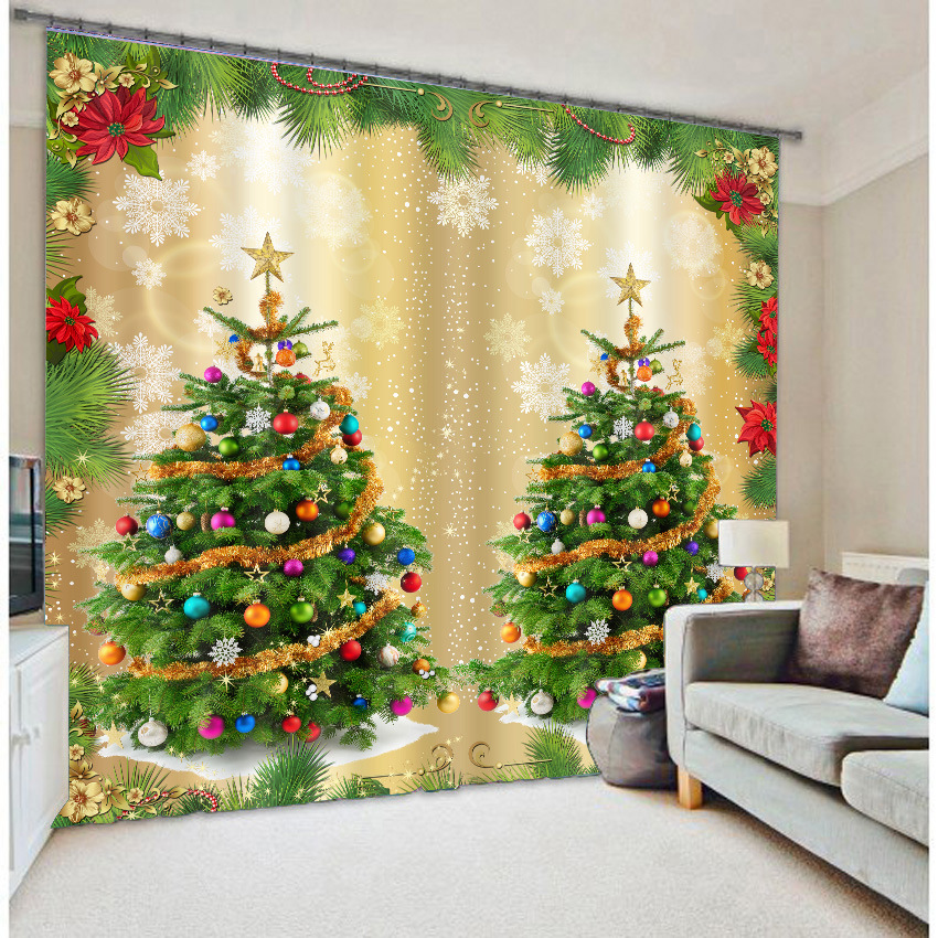 Ž  3D ũ  Ƽ ũ Ʈ â Ŀư/3D Creative Christmas Tree Window Curtain For Living Room